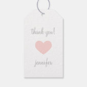 Custom Roze & Grijs Hart Dank u Cadeaulabel (Achterkant)