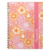Custom Roze Koraal Rood Sinaasappel Bloemen Art Pa Notitieboek (Voorkant)
