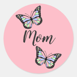 Custom Roze Mam Ronde Sticker
