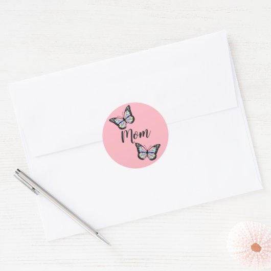 Custom Roze Mam Ronde Sticker (Envelop)