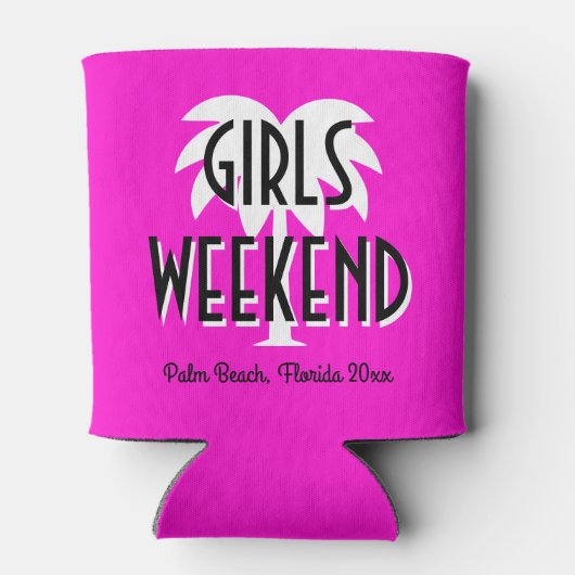 Custom roze meisje's weekendtrip drankhouder blikjeskoeler (Achterkant)