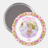 Custom roze moederdag beste mama ooit mama foto magneet (Voorkant / Achterkant)