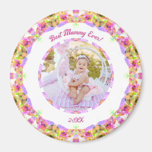 Custom roze moederdag beste mama ooit mama foto magneet