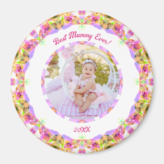 Custom roze moederdag beste mama ooit mama foto magneet (Voorkant)