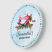  Custom Roze Naaikamer Leuke waterverf Grote Klok (Hoek)