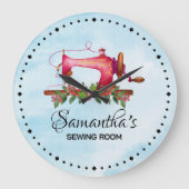 Custom Roze Naaikamer Leuke waterverf Grote Klok (Voorkant)