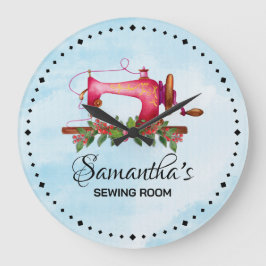 Custom Roze Naaikamer Leuke waterverf Grote Klok