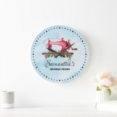  Custom Roze Naaikamer Leuke waterverf Grote Klok (Huis)