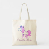Custom Roze Paarse & Blauwe Eenhoorn Tote Bag (Achterkant)