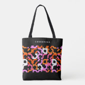 Custom Roze Paarse Sinaasappel Zwart Retro Art Pat Tote Bag (Achterkant)