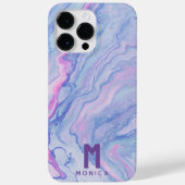 Custom Roze Paarse Vloeibare Marmeren Verf Monogra Case-Mate iPhone Case (Achterkant)