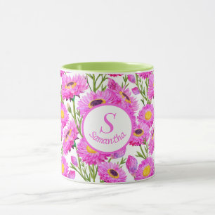 Custom Roze Papier Daisies Bloemen Mok