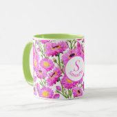 Custom Roze Papier Daisies Bloemen Mok (Voorkant links)