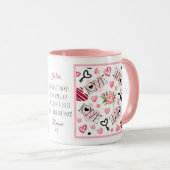 Custom roze pioen harten liefde Valentijnsdag Mok (Voorkant rechts)