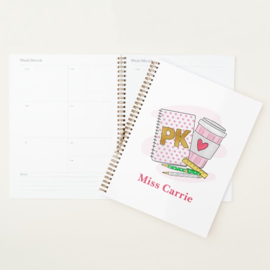 Custom Roze Pre Kleuterschool Preppy School Planner (Display)