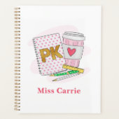 Custom Roze Pre Kleuterschool Preppy School Planner (Voorkant)