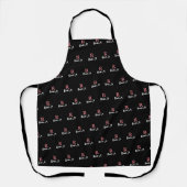 Custom Roze R Monogram Gestempelde allover Zwart Schort (Voorkant)