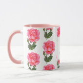 Custom Roze Rozen Bloemenkunst Monogram Vierkant W Mok (Links)