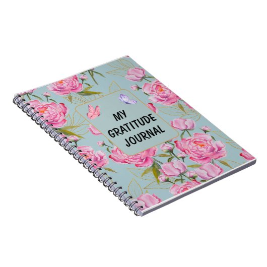 Custom Roze Rozen Dankbaarheid Notitieboek (Rechterzijde)