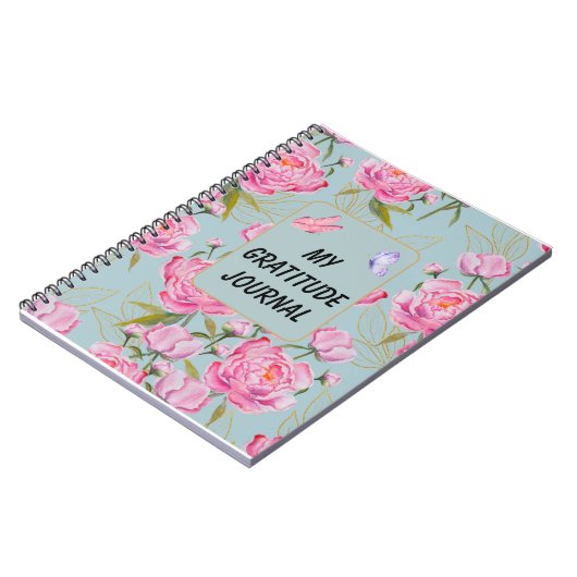 Custom Roze Rozen Dankbaarheid Notitieboek (Linkerzijde)