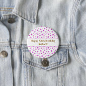 Custom roze sterren met bericht verjaardag ronde button 7,6 cm (In situ)