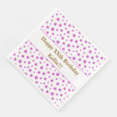 Custom roze sterren met bericht verjaardagsfeestje servet (Hoek)