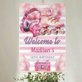Custom Roze Waterverf Roller Blade Verjaardag Poster