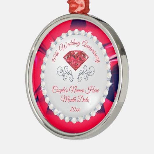 Custom Ruby, 40th Wedding Jubileum Ornament (Links)