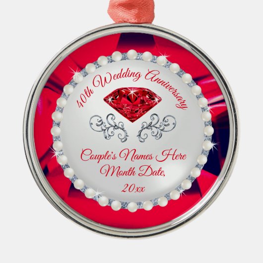 Custom Ruby, 40th Wedding Jubileum Ornament (Voorkant)