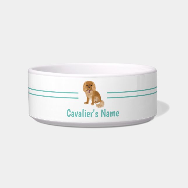 Custom Ruby Cavalier King Charles Spaniel Dog Bowl Voerbakje (Voorkant)