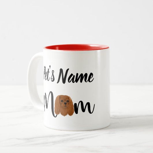 Custom Ruby Cavalier King Charles Spaniel Gift Tweekleurige Koffiemok (Voorkant links)