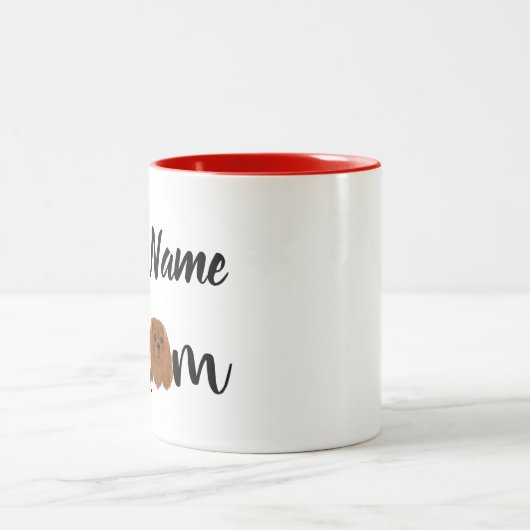 Custom Ruby Cavalier King Charles Spaniel Gift Tweekleurige Koffiemok (Center)