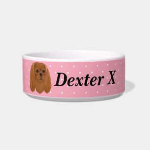 Custom Ruby Cavalier King Charles Spaniel Voerbakje