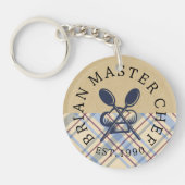 Custom Rustic farmhouse in brown and blue chic Sleutelhanger (Voorkant)