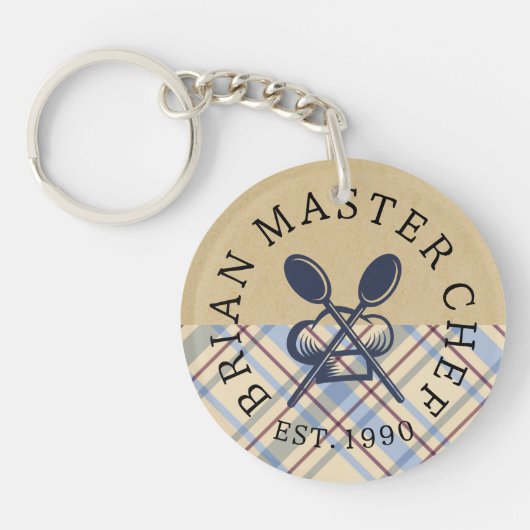 Custom Rustic farmhouse in brown and blue chic Sleutelhanger (Voorkant)