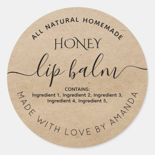 Custom Rustic kraft lip balm labels (Voorkant)