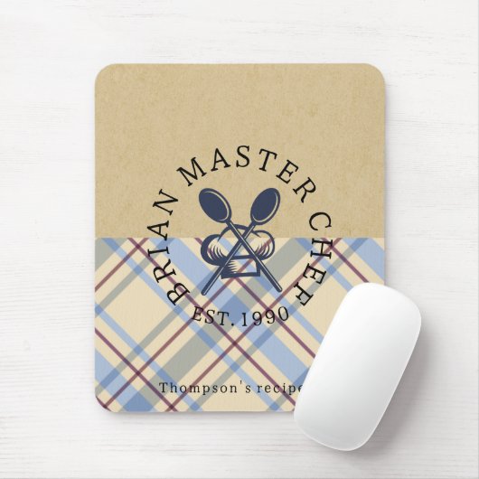 Custom rustic kraft paper and tartan farmhouse muismat (Met muis)