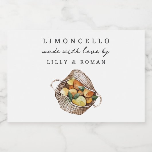 Custom Rustic Lemons Limoncello Label Voedselcontainer Etiket (Enkel label)