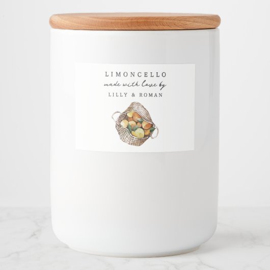 Custom Rustic Lemons Limoncello Label Voedselcontainer Etiket (Voorkant)