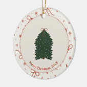 Custom Rustic Pine Tree Red Green Keramisch Ornament (Links)