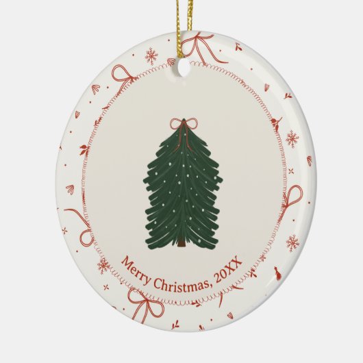 Custom Rustic Pine Tree Red Green Keramisch Ornament (Links)