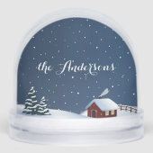 Custom Rustic Snowy Cabin Scene Snow Globe Sneeuwbol (Voorkant)