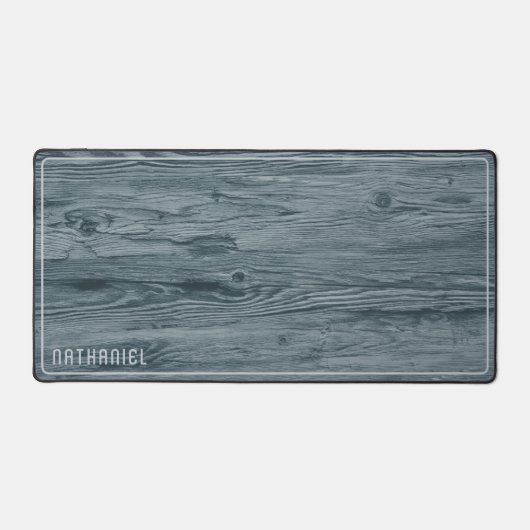 Custom Rustiek Blauw Grijs Gekleurde Faux Woodgrai Bureaumat (Voorkant)