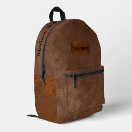 Custom rustiek en klassiek bruin leer voor hem bedrukte rugzak