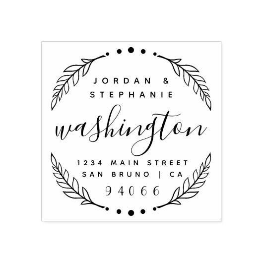 Custom rustiek script net getrouwd retour adres rubberstempel (Afrduk)