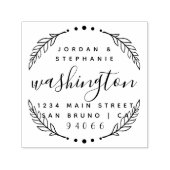 Custom rustiek script net getrouwd retour adres  zelfinktende stempel (Design)