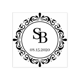 Custom rustieke botanische land krans bruiloft rubberstempel