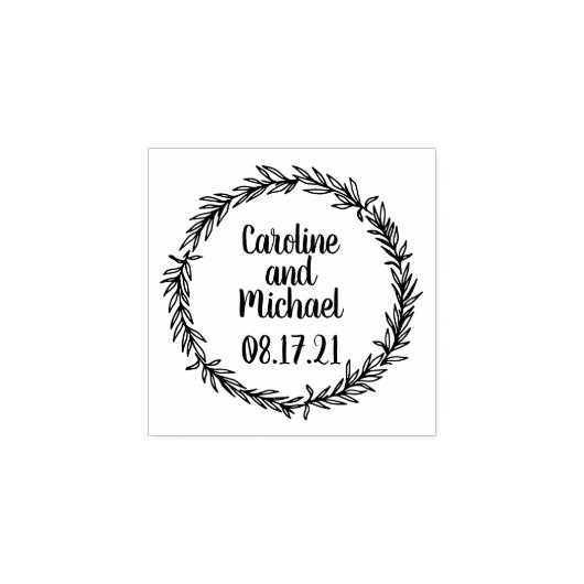 Custom rustieke botanische land krans bruiloft rubberstempel (Afrduk)