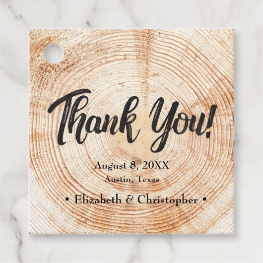 Custom rustieke bruiloft hout snijden dank u bedankjes labels (Voorkant)