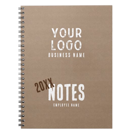 Custom rustieke charme kraft papier werknemer bedr notitieboek (Voorkant)